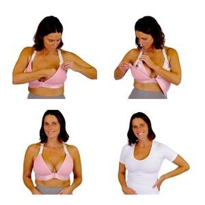 Nurturally  Pink Hands Free Maternity Nursing and Pumping Bra Sz US/Uk 36-44G/F